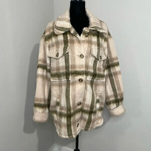 American Eagle Faux Fur‎ Plaid Fall Jacket